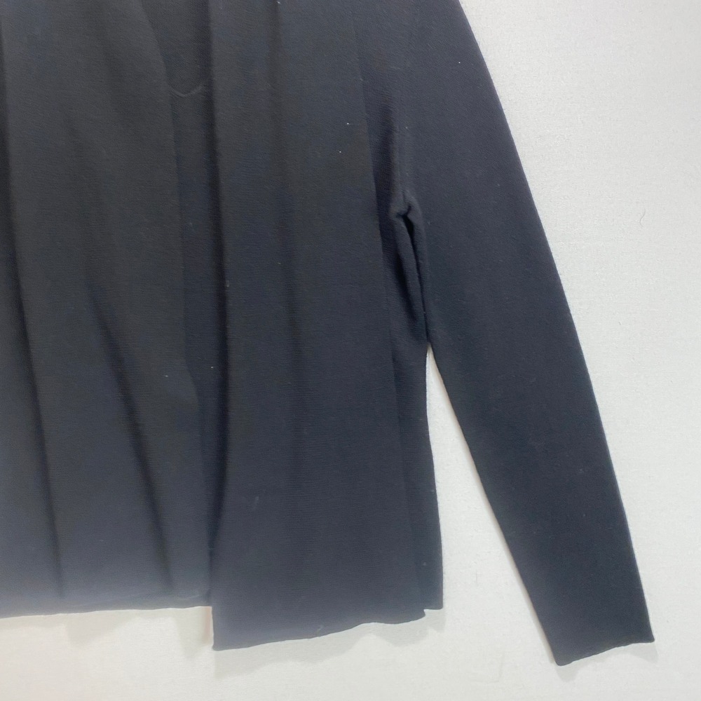 Casual Corner Black Merino Wool Sweater Knit Shawl Collar Tie Size L - Picture 6 of 9